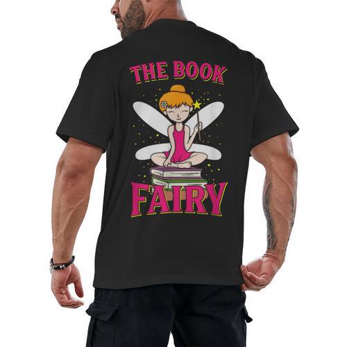 The Book Fairy Reading Teacher Librarian T-Shirt Men's Back Print T-Shirt - teacherstshirts.com