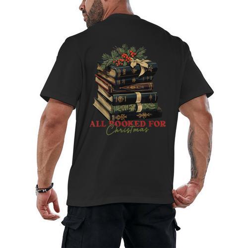 All Booked For Christmas Christmas Book Tree For Teacher For Men Women Kids Men's Back Print T-Shirt - teacherstshirts.com AU
