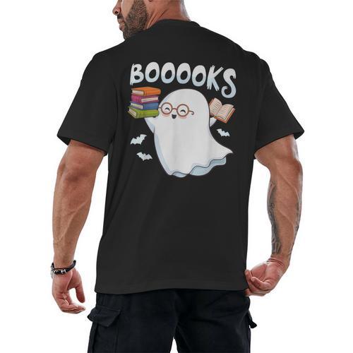 Books Halloween Librarian Teacher Reader Reading Book Lover Men's Back Print T-Shirt - teacherstshirts.com AU