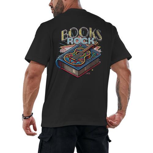 Books Rock Rock'n Roll Science Of Reading Teachers Guitar Men's Back Print T-Shirt - teacherstshirts.com AU