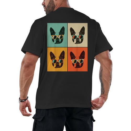Bostie Dog Lover Boston Terrier With Sunglasses For Men Women Girls Kids Men's Back Print T-Shirt - Bostonterriersmerch.com