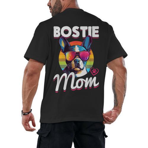 Boston Terrier Bostie Dog Breed Pet Bostie Mom Men's Back Print T-Shirt - Bostonterriersmerch.com