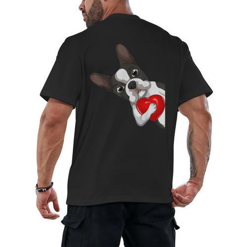 Boston Terrier Bostie Dog Kids Women Girls Men's Back Print T-Shirt - Bostonterriersmerch.com