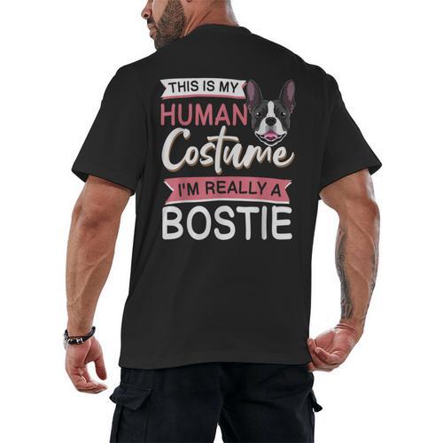 Boston Terrier Dog Bostie Halloween Costume Dog For Kids Men's Back Print T-Shirt - Bostonterriersmerch.com