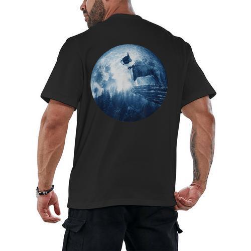 Boston Terrier Dog Moon Dog Mom Dad Women Men Dog Lovers Men's Back Print T-Shirt - Bostonterriersmerch.com