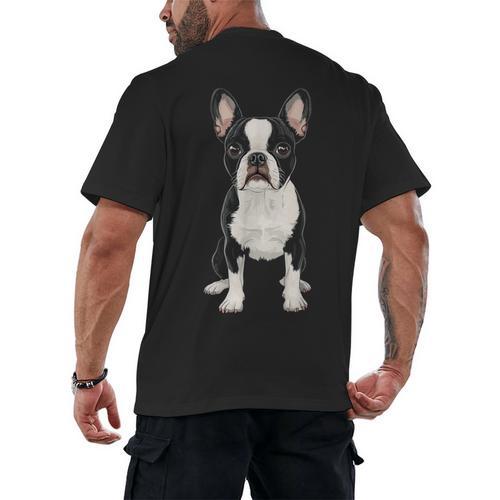Boston Terrier Dog Motif Pet Art Boston Terrier For Men Women Kids Men's Back Print T-Shirt - Bostonterriersmerch.com