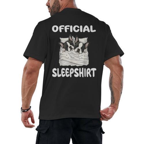 Boston Terrier Dog Official Sleepshirt Pajamas Nightgown For Men Women Girls Kids Men's Back Print T-Shirt - Bostonterriersmerch.com