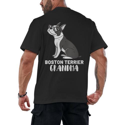 Boston Terrier Dog Owner Grandma Men's Back Print T-Shirt - Bostonterriersmerch.com