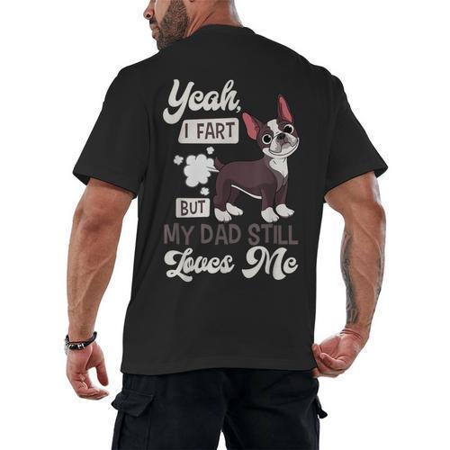Boston Terrier Fart American Gentleman Non-Sporting Dog Men's Back Print T-Shirt - Bostonterriersmerch.com