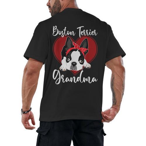 Boston Terrier Grandma Dog Owner Boston Terrier For Men Women Men's Back Print T-Shirt - Bostonterriersmerch.com