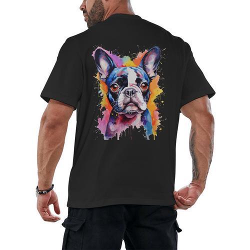 Boston Terrier Lover Pop Art Color Boston Terrier Dog For Men Women Girls Kids Men's Back Print T-Shirt - Bostonterriersmerch.com