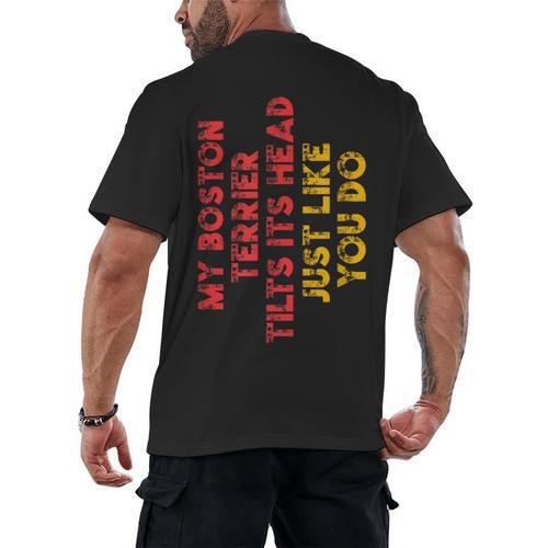 Boston Terrier Mom Dad Dog Lover Owner Women Men Men's Back Print T-Shirt - Bostonterriersmerch.com