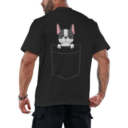 Boston Terrier In The Pocket Cute Boston Terrier Dog For Men Women Girls Kids Men's Back Print T-Shirt - Bostonterriersmerch.com