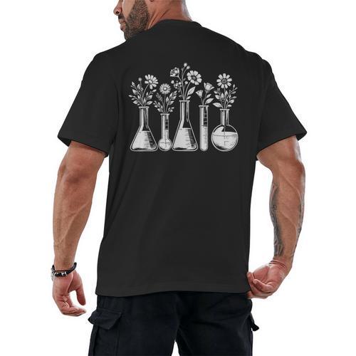 Botanical Beaker Science Teacher Floral Chemistry Lab Week Men's Back Print T-Shirt - teacherstshirts.com DE
