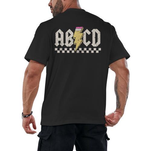 Boys Girls Teachers ABCD Rock Graphic Back To School Class Men's Back Print T-Shirt - teacherstshirts.com AU