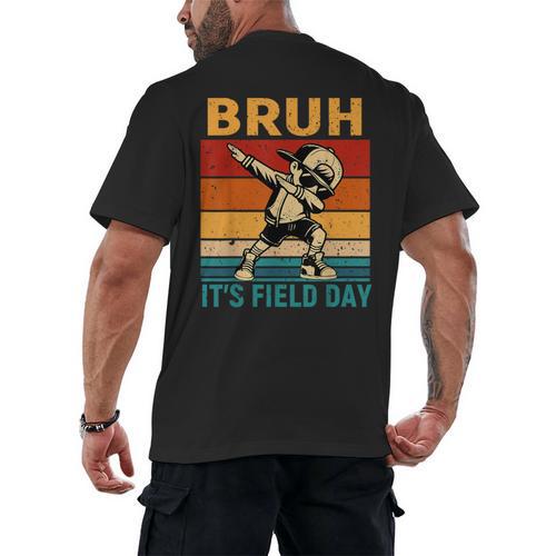 Bruh It's Field Day Teacher Happy Field Day Dabbing Boy Men's Back Print T-Shirt - teacherstshirts.com