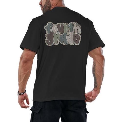 Camo Team 4th Grade Squad Back To School Teacher Kids Boys Men's Back Print T-Shirt - teacherstshirts.com