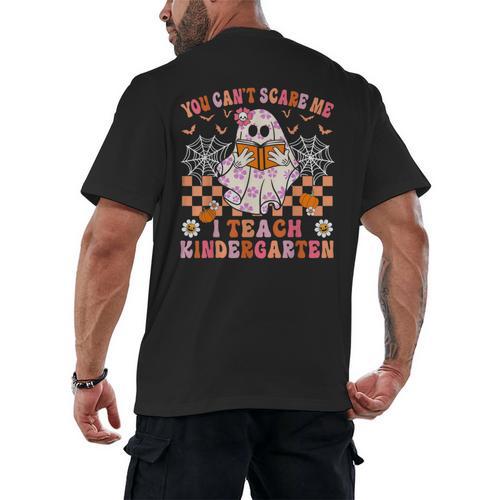 You Cant Scare Me I Teach Kindergarten Teacher Halloween Men's Back Print T-Shirt - teacherstshirts.com CA
