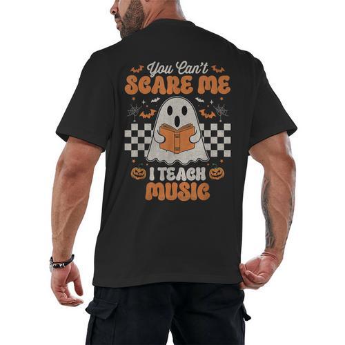 You Can't Scare Me I Teach Music Retro Teacher Halloween Men's Back Print T-Shirt - teacherstshirts.com