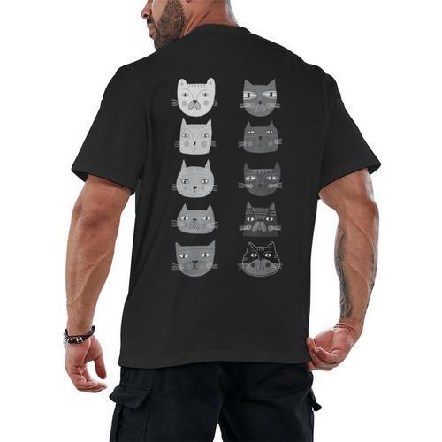 Cat Themed Artist Value Scale Educational Art Teacher Men's Back Print T-Shirt - teacherstshirts.com UK