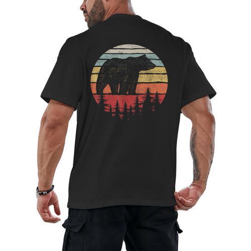 Catch Some Rays Vintage Retro Grizzly Bear Men's Back Print T-Shirt - Bostonterriersmerch.com