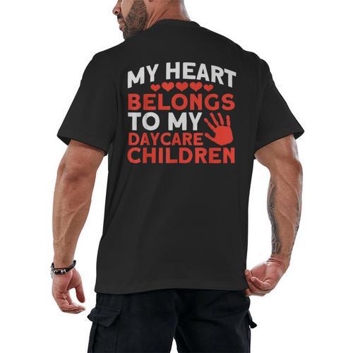 Childcare My Heart Belongs To Children Daycare Teacher Men Women Men's Back Print T-Shirt - teacherstshirts.com