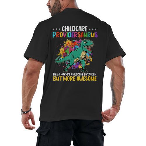 Childcare Providersaurus Daycare Teachers Men's Back Print T-Shirt - teacherstshirts.com DE