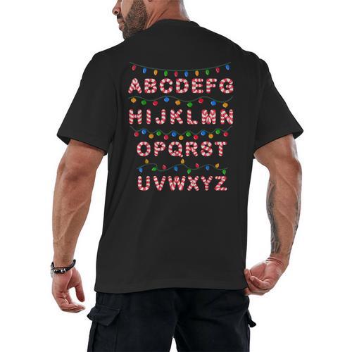 Christmas Alphabet Candy Cane Teachers Students Candy Cane For Men Women Kids Men's Back Print T-Shirt - teacherstshirts.com