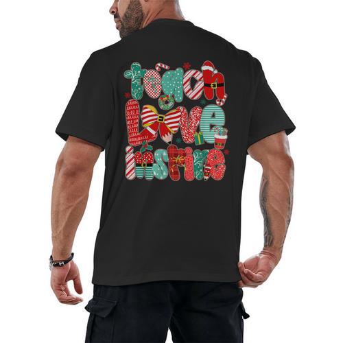 Christmas Coquette Bow Teacher Teach Love Inspire Men's Back Print T-Shirt - teacherstshirts.com