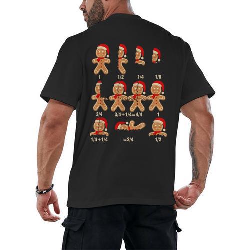 Christmas Math Teacher Equation Gingerbread With Santa Hat Men Women Men's Back Print T-Shirt - teacherstshirts.com AU