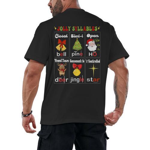 Christmas Reading Teacher Syllable Types Reading Teacher Men's Back Print T-Shirt - teacherstshirts.com AU