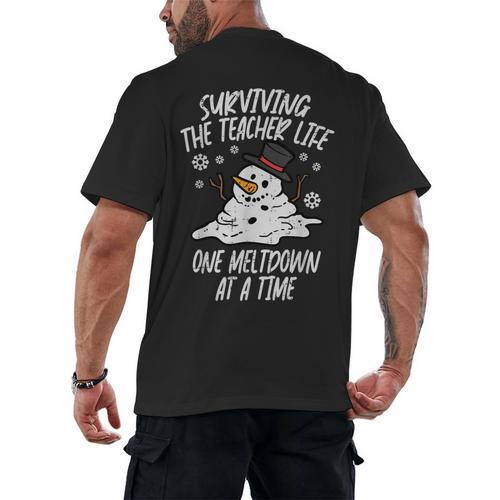 Christmas Surviving Teacher Life Meltdown Xmas Women Men Men's Back Print T-Shirt - teacherstshirts.com AU