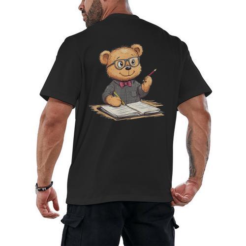 Classroom Fun With Teddy Bear Teacher Men's Back Print T-Shirt - teacherstshirts.com