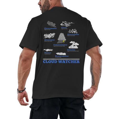 Cloud Watcher Cloud Types Science Student Teacher Cute Faces Men's Back Print T-Shirt - teacherstshirts.com DE