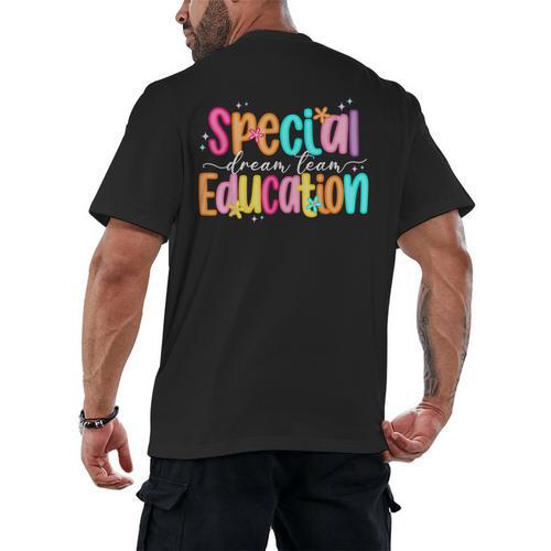 Color Special Education Squad Groovy Dream Team SPED Teacher Men's Back Print T-Shirt - teacherstshirts.com UK