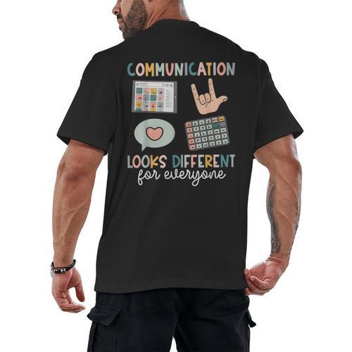 Communication Looks Different For Everyone SPED Teacher ASD Men's Back Print T-Shirt - teacherstshirts.com