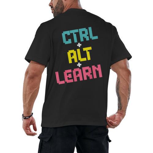 Computer Teacher Back To School Kids Ctrl Alt Learn Men's Back Print T-Shirt - teacherstshirts.com UK