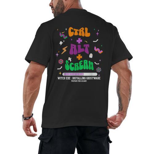 Computer Teacher Spooky Halloween Technology STEM Engineer Men's Back Print T-Shirt - teacherstshirts.com