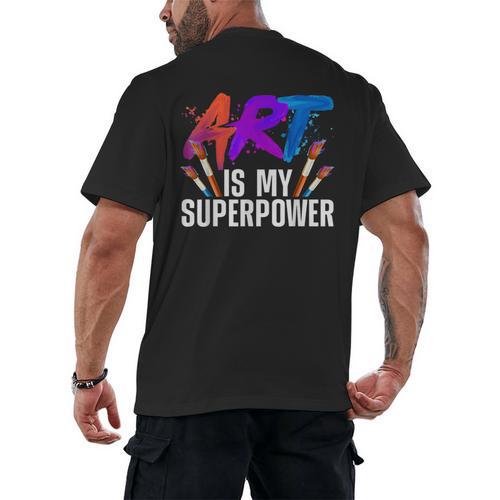 Cool Art For Men Women Art Teacher Artist Painter Superpower Men's Back Print T-Shirt - teacherstshirts.com DE