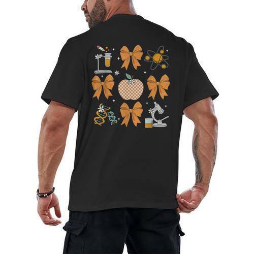 Coquette Bow Fall Science Teacher Stem Teacher Thanksgiving Men's Back Print T-Shirt - teacherstshirts.com DE