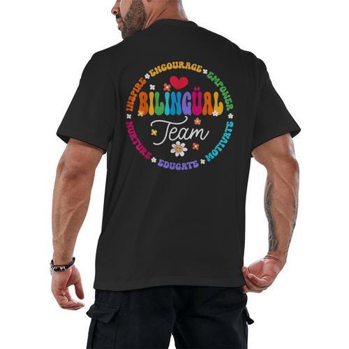 Cultivando Bilingues Dual Language Bilingual Team Teacher Men's Back Print T-Shirt - teacherstshirts.com CA