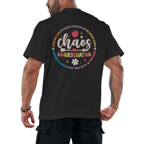 Cute Chaos Coordinator Teacher First Day Of School Men's Back Print T-Shirt - teacherstshirts.com DE