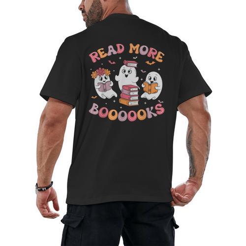 Cute Ghost Book Read More Books Teachers Halloween Men's Back Print T-Shirt - teacherstshirts.com AU