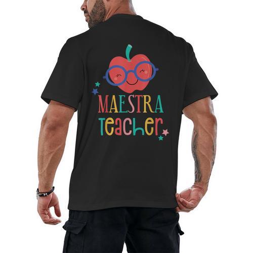 Cute Maestra Teacher Men's Back Print T-Shirt - teacherstshirts.com CA