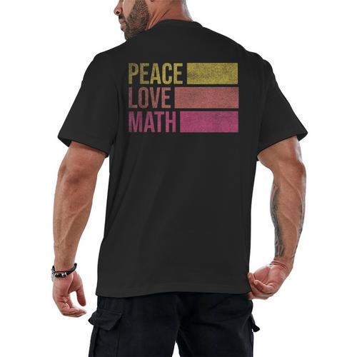 Cute Math Teacher Peace Love Math Men's Back Print T-Shirt - teacherstshirts.com AU