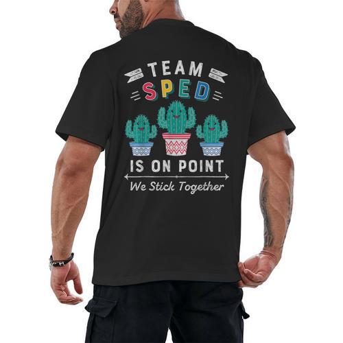 Cute SPED Teacher Special Education Cactus SPED Teacher Men's Back Print T-Shirt - teacherstshirts.com AU