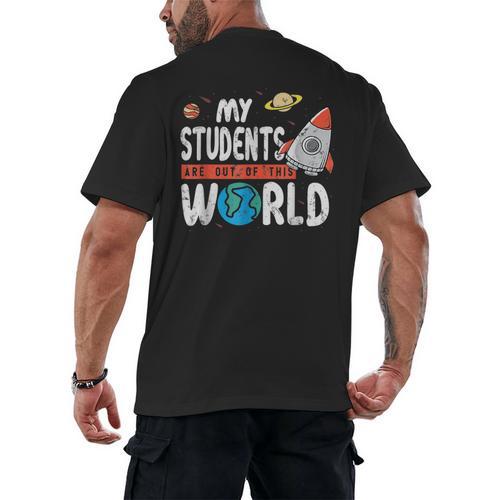 Cute Teacher My Students Are Out Of This World Space Men Women Kids Men's Back Print T-Shirt - teacherstshirts.com UK