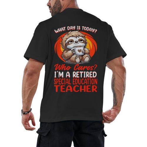 What Day Is Today Retired Special Education Teacher Men's Back Print T-Shirt - teacherstshirts.com AU