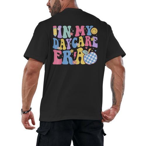 In My Daycare Era Groovy Teacher Daycare First Day Of School Men's Back Print T-Shirt - teacherstshirts.com DE