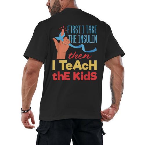 Diabetic Teacher Diabetes Awareness Insulin Blue Ribbon Men's Back Print T-Shirt - teacherstshirts.com AU